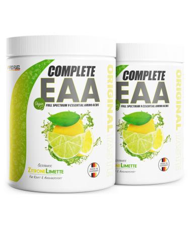EAA powder 2x500g lemon lime - 12 500mg of essential amino acids incredibly delicious & refreshing complete EAA with all 9 EAAS including Histidin EAA Vegan Amino acids Pulver - Amino Workout Drink Lemon Limette 500 G (2 Pack)