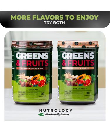 Nutrology Greens & Fruits Powder-Naturally Sourced Superfood Beet Powder Mushroom Blend Probiotics Digestive Enzymes Fiber Antioxidants Immune Support Gluten Free - Vanilla Cinnamon - Buy Online on GoSupps.com