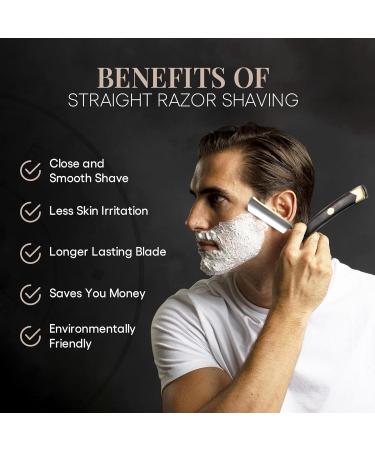 Gold Straight Razor Kit - Complete Shaving Set for Men | Stainless Steel Ebony Handle Brush & Soap | Perfect Gift Idea - Buy Online on GoSupps.com