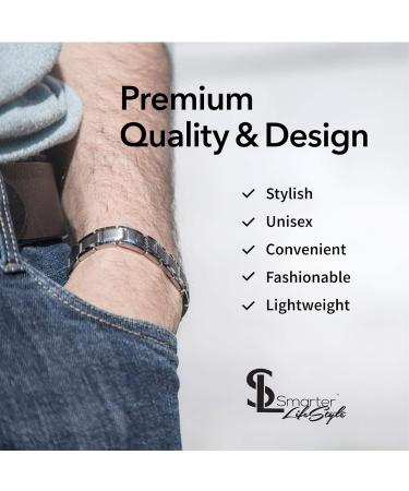 Elegant Titanium Magnetic Therapy Bracelet for Pain Relief - Arthritis & Carpal Tunnel - Unisex Silver Design - Buy Online on GoSupps.com