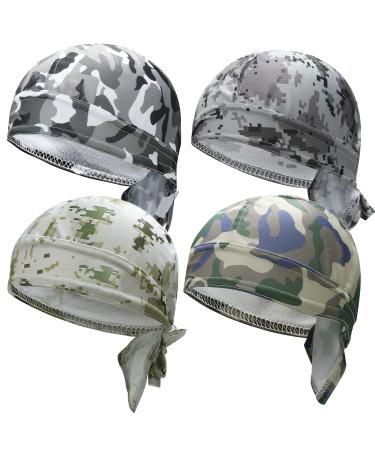 LHHHXX33 4 Pieces Headgear Bandana Beastly Skull Cap fast drying headscarf bicycle hat under helmet UV protection headband pirate hat Functional cap sport towel unit size M 4 packing camouflage