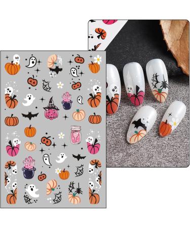 Pink Halloween Nail Stickers 10 Sheets Self-Adhesive Nail Decal Ghost Skull Witch Nail Art Decoration Design Supplies - Buy Online on GoSupps.com