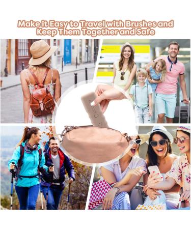 Hydream 2Pack Makeup Brush Holder Travel Case - Pink Khaki | Portable, Waterproof Silicone Cosmetic Brushes Organizer with Magnetic Closure - for Travel - Buy Online on GoSupps.com