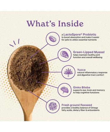 Senior Dog Superfood Supplement Powder - Omega, Fiber, Mussel, Glucosamine, Probiotics, Yucca, Ginko Biloba - Supports Bones, Joints, Skin, Coat, Heart, Eyes, Memory & Cognition - 1lb - Buy Online on GoSupps.com