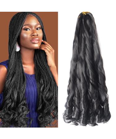 8 Packs French Curly Braiding Hair 22 Inch Loose Wave Spiral Curly Crochet Hair for Black Women Pre Stretched Braiding Hair with Curly Ends (22 inch 1B) 22 Inch(pack of 8) 1B