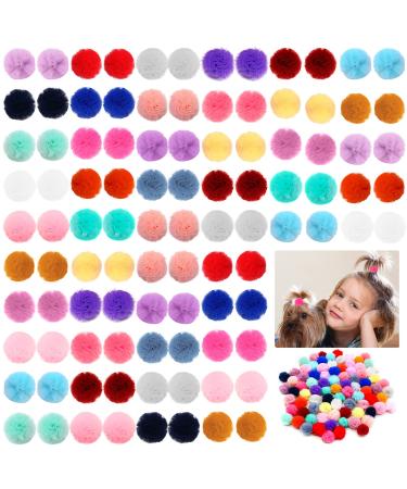Mruq pet 100pcs Dog Hair Puff Ball Bows, Bulk Small Dog Grooming Round Pom Pom Bows with Rubber Bands 0.98 inches, Mix Pet Puppy Mini Dog Bows, Yorkie Dog Bows for Dog Hair Accessories FL013-100PCS