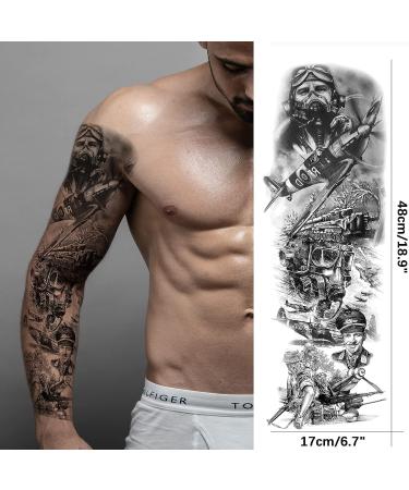 Large War Soldier Temporary Tattoo Sleeves - Patriotic Warrior Full Arm Sleeves for Men and Women - 6-Sheet Set - Buy Online on GoSupps.com