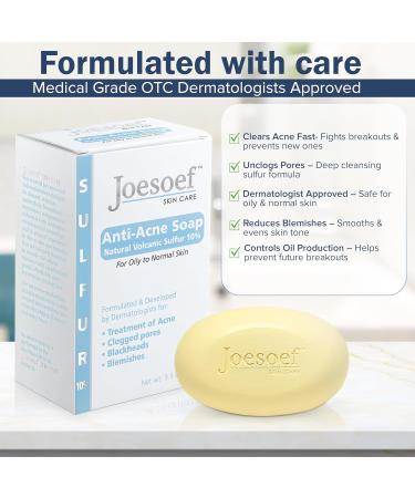 JOESOEF SKIN CARE Sulfur Soap for Acne Pharmaceutical Grade Dermatologists Approved for Acne Rosacea. Sulfur Acne Treatment for Skin Care Daily Routine. (2pack) - Buy Online on GoSupps.com