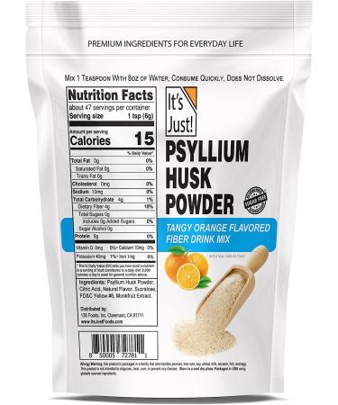 Psyllium Husk Powder - Tangy Orange 10oz (Pack of 1) | Easy Mix Dietary Fiber for Keto Baking | Cleanse Digestive System | Non-GMO & Finely Ground - Buy Online on GoSupps.com