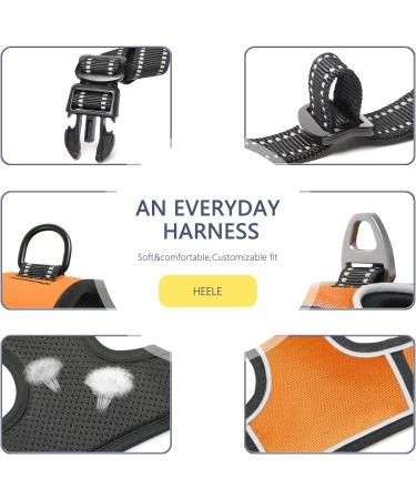 Adjustable Breathable No-Pull Dog Harness for Small Dogs | Reflective Padded Handle | Heele Orange Dog Harness | Sizes 35-61cm - Buy Online on GoSupps.com