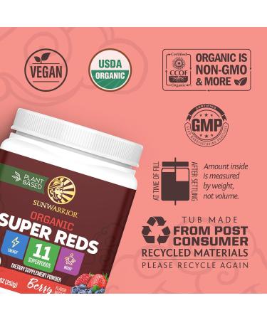 Organic Super Reds Powder 11 Superfoods with Beet Root Berries Reishi & Cordyceps Natural Energy Circulation & Immune Support USDA Organic Vegan Non-GMO Gluten-Free Superfood Drink 28 Servings - Buy Online on GoSupps.com