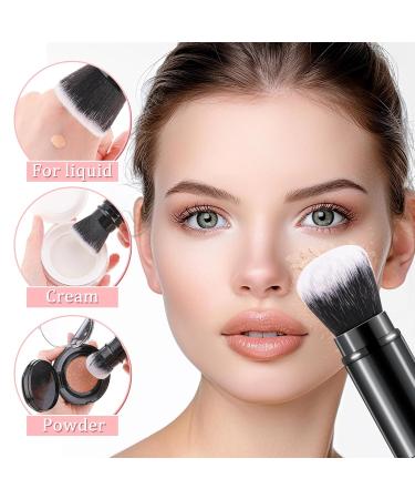 Retractable Kabuki Face Brush - Angled Foundation & Travel Makeup Brush with Cover | Flawless Blush & Bronzer Applicator for Liquid & Cream - Buy Online on GoSupps.com