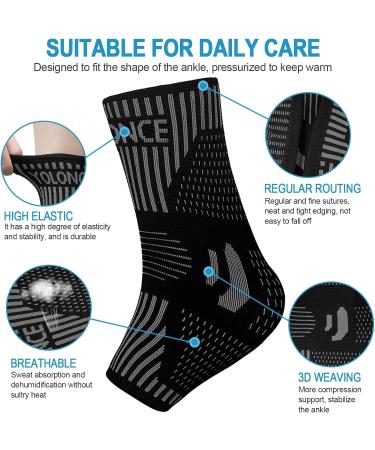Claglamatree 2 Pieces Sport Ankle Brace Sprain Ankle Support Ankle Support Ideal for Ankle Sprain (Black M) - Buy Online on GoSupps.com