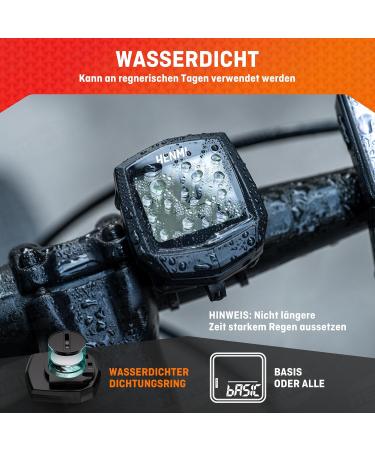 Henmi Wireless Bicycle Computer - 24 Functions IP54 Waterproof HD LCD Backlight Tachometer & Kilometer Meter - Buy Online on GoSupps.com