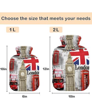 NAANLE Retro London Big Ben Heat Bottle - 1L Transparent Hot Water Bottle for Bed & Pain Relief - Hand & Feet Warmer - Heat & Cold Therapy - Buy Online on GoSupps.com