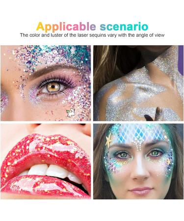 URAQT Holographic Mermaid Sequins Body Glitter Gel 50ml - Purple | Sparkling Glitter for Face, Body, Hair & Nails - Festival Party Lotion - Buy Online on GoSupps.com