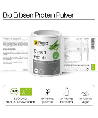 Raab Vitalfood Organic Pea Protein Powder - 80% Protein Vegan Iron-Rich | 75g Pure Protein Powder for Health & Wellness - Buy Online on GoSupps.com