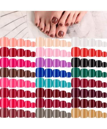 576 Pieces 24 Sets Short False Toenails Glossy Press on Toe Nails Short Square False Nail Solid Color Full Cover Square Fake Nails Colorful Artificial Nail Tips for DIY Nail (Classic Colors) - Buy Online on GoSupps.com