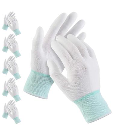6 Pairs Quilting Gloves for Free-Motion Quilting  Machine Quilting Gloves  Lightweight White Nylon Quilting Gloves for Sewing Quilters (Green  M) Green Medium