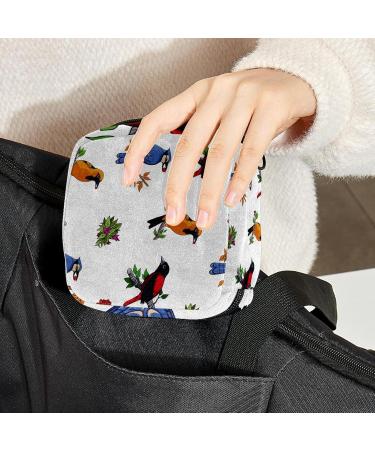 Menstrual Pad Bag with Zipper - Wild Birds Design Stylish Tampon Pouch for Women & Girls - Buy Online on GoSupps.com