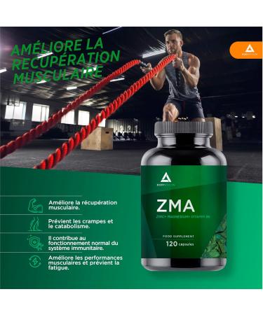 Bodyathlon - ZMA 120 capsules- Zinc Magnesium Vitamin B6 Sports supplement- Muscle recovery- Prevents fatigue- Immune system - Buy Online on GoSupps.com