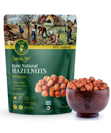 AZNUT Raw Hazelnuts Filbert Nuts , Shelled , Gluten Free, Fresh, Premium Quality 100 % Natural Non-GMO Project Certified, Kosher Certified, Great Snacks, Resealable Bag 1 LB 1 Pound (Pack of 1)
