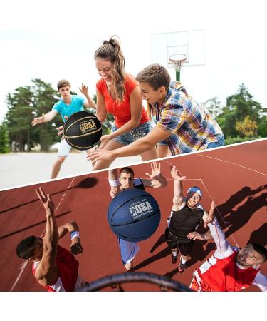 Lenwen Official Size Basketball Set - Size 7 Indoor Outdoor Rubber Ball with Pump for Youth & Adults - Navy Black - Buy Online on GoSupps.com
