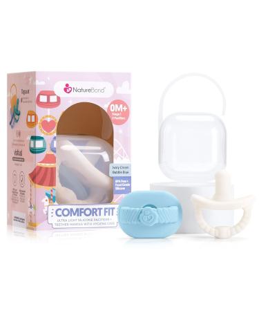 NatureBond Baby Silicone Pacifiers (2 Packs) + Pacifier Case | Soothie Pacifier 6-18 Months | Blue & Cream | BPA-Free Food Grade Silicone Binkies Baby Boy Pacifier Chupones para Bebes Ivory Cream and Bubble Blue 2 Coun... - Buy Online on GoSupps.com