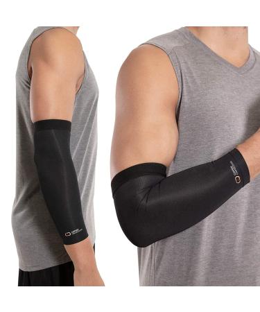 Copper Compression Elbow Brace for Tendonitis and Tennis Elbow - Copper Infused Sleeve. Relief for Golfers, Arthritis, Bursitis. Fit for Men & Women. Large (Pack of 1)