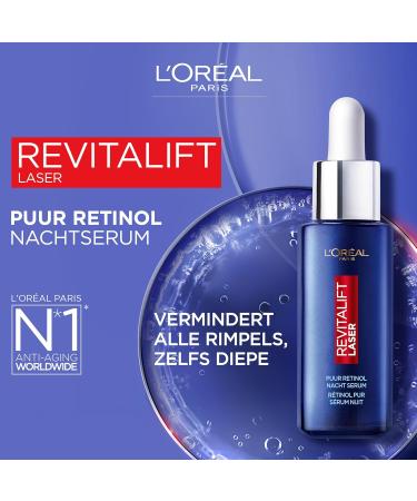 L'Oreal LOr al Paris Revitalift Laser X3 Pure Retinol Night Serum Antiwrinkle Powerful night serum for the visible reduction of wrinkles Refines skin texture and makes the skin radiant 30ml - Buy Online on GoSupps.com