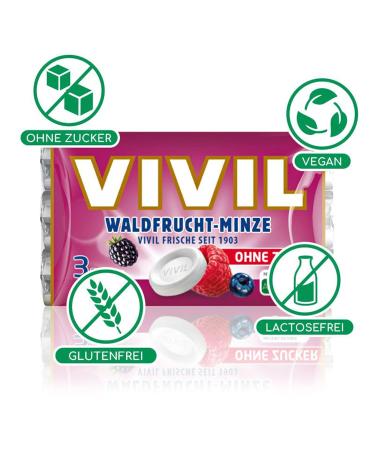 Vivil Roll Forest Fruit Mint - Sugar-Free & Vegan Fruity Pastilles (5x3 Packs 15 Rolls 28g Each) - International Shipping Available - Buy Online on GoSupps.com