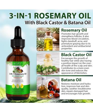 LKSJBQ Oil 3-in-1 Rosemary Black Castor Batana Hair Growth & Skin Care Unisex - Adult - Buy Online on GoSupps.com