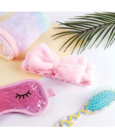 Rainbow Bright Bath Set for Teens and Girls - Shower and Spa Kit with Hair Towel Wrap, Brush, Eye Mask, Headband, and Loofah - Buy Online on GoSupps.com
