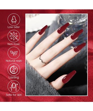 Gel Nail Polish Set 6 Colors Bright Red Burgundy Dark Glitter Red Soak-Off UV/LED Nail Polish Gel for Home Salon DIY Nail Art 5ML - Buy Online on GoSupps.com