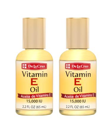 De La Cruz Vitamin E Oil for Skin Face and Body 15 000 IU - No Preservatives 2-Pack of 2.2 FL Oz 2 Bottles