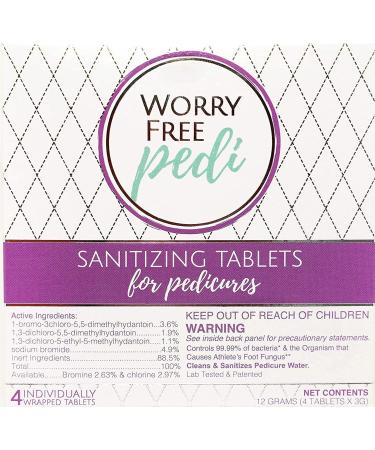 Worry Free Pedi - Pedicure Tablets for Rejuvenating Feet and Toes  Prevent Toenail Issues  Athletes Foot  Odor and Dry Cracked Feet 4 Count (Pack of 1)