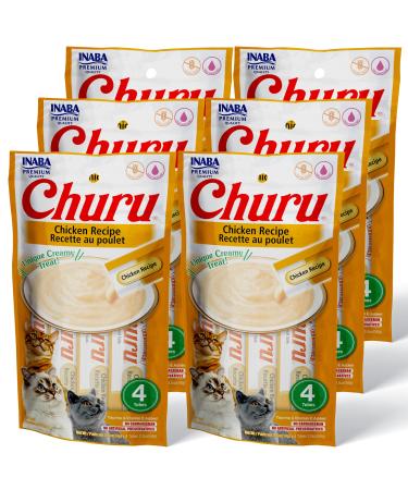 INABA Churu Cat Treats, Grain-Free, Lickable, Squeezable Creamy Pure Cat Treat with Taurine & Vitamin E, 0.5 Ounces Each Tube, 24 Tubes Total Chicken