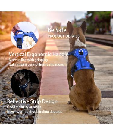 Funfox Adjustable No Pull Dog Harness for Medium Dogs - Breathable Safety Harness in Blue - Buy Online on GoSupps.com