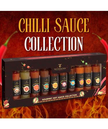 Hot Sauce Gift Set - 10 Gourmet Hot Chilli Sauce Gift Set Collection - Savoury Christmas Gift Set for Chilli and Spicy Sauce Lover - Hot Gifts for Men & Women - Fiery Christmas Food Gifts for Adults - Buy Online on GoSupps.com