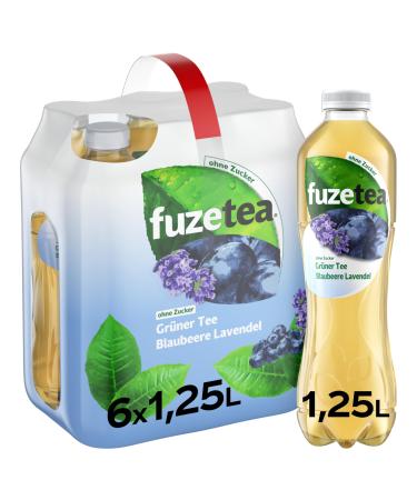 Fuze tea green tea blueberry lavender - extraordinary fusion made of green tea and fruity blueberry taste - tea from sustainable cultivation - one -way bottles (6 x 1250 ml) blueberry lavender