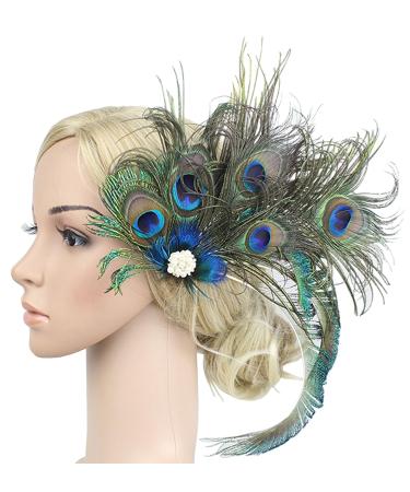 Peacock Feather Hair Clip - Retro Wedding Carnival Party Hairpin for Women and Girls - Buy Online on GoSupps.com