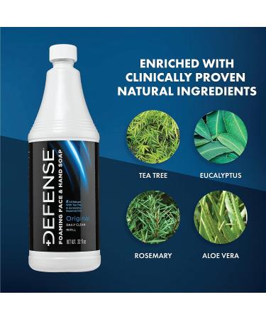 Defense Foaming Face & Hand Soap Refill 32 Fl Oz - Tea Tree, Eucalyptus, Jojoba, Aloe Vera, Olive & Coconut Oils - Buy Online on GoSupps.com