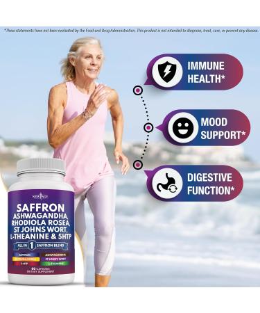 NEW AGE Saffron Supplements with Ashwagandha - Support with L-Theanine Ginkgo Biloba St. John's Wort Rhodiola Rosea & 5-HTP - Saffron 120 Count 120 Capsules (Pack of 2) - Buy Online on GoSupps.com