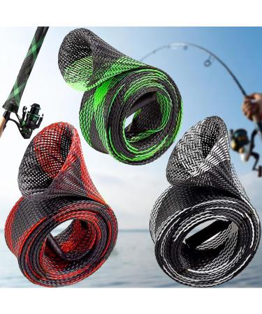3 pieces of protective cover for fishing rod fishing rod cover fishing rods extendedly braided network for Fly Spinning Casting Sea Fishing Rod