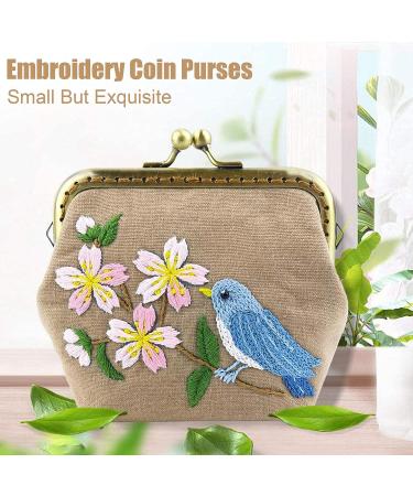 MITUKIYOUNG Embroidery Coin Purse Kit for Beginners - Birds Pattern DIY Wallet/Purse with Hoops & Tools - Buy Online on GoSupps.com