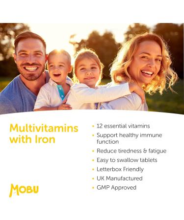 Multivitamin & Iron 120 Tablets for Men & Women | Immune Support & Daily Wellbeing | Vegetarian Formula | MOBU UK - Buy Online on GoSupps.com