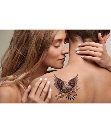 Dopetattoo 6 Sheets Temporary Tattoos - Eagle America Flag Design, USA 4th July Theme - Neck, Arm, Chest - Buy Online on GoSupps.com