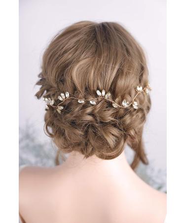 Kercisbeauty Rose Gold Wedding Crystal Headband for Bride | Bridal Hair Vine Wreath Prom Accessories - Buy Online on GoSupps.com