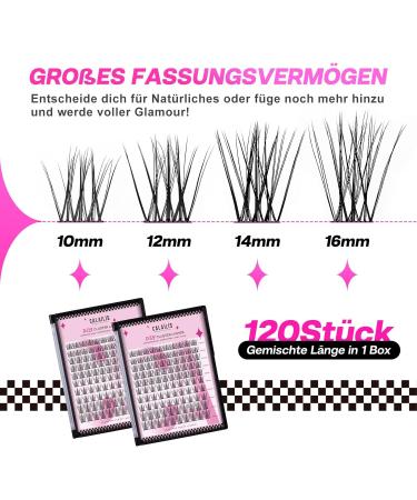 Calailis DIY Individual Eyelashes - 120 PCs D Curl Cluster Lashes for Home Application (10-16mm A12 Mix) | Shop Quality Lash Extensions - Buy Online on GoSupps.com