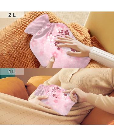 Cherry Blossom Hot Water Bottle with Cover | 1L BPA Free Pain Relief Bag | Heat/Cold Therapy for Back Pain - Buy Online on GoSupps.com